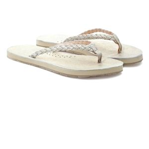 New! J Slides Nadia light gold leather sandals